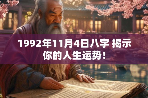1992年11月4日八字 揭示你的人生运势！