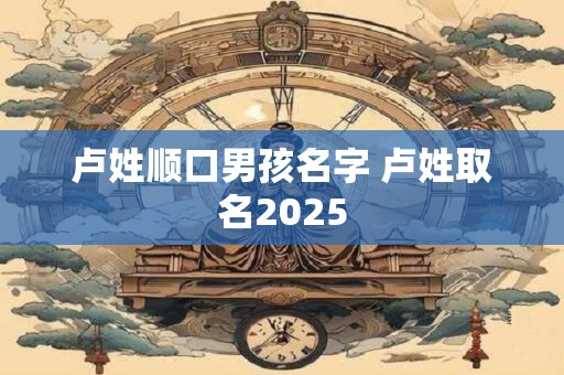 卢姓顺口男孩名字 卢姓取名2025