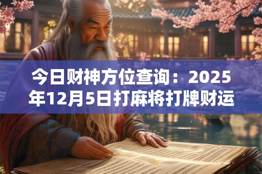 今日财神方位查询：2026年12月5日打麻将打牌财运方位