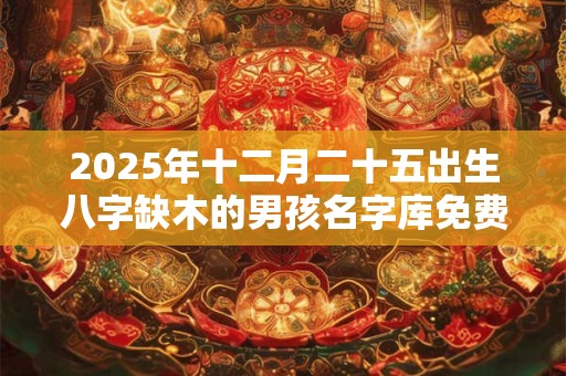 详细阅读:2025年十二月二十五出生八字缺木的男孩名字库免费 2025年十二月二十五出生八字缺木的男孩名字库免费