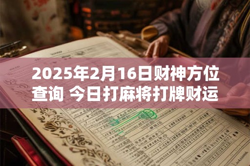 2025年2月16日财神方位查询 今日打麻将打牌财运方位
