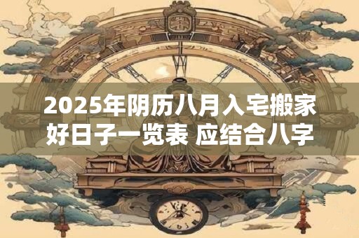 2025年阴历八月入宅搬家好日子一览表 应结合八字查询