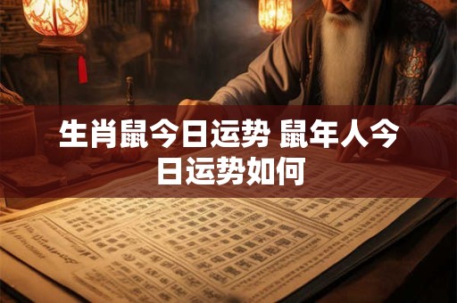 生肖鼠今日运势 鼠年人今日运势如何