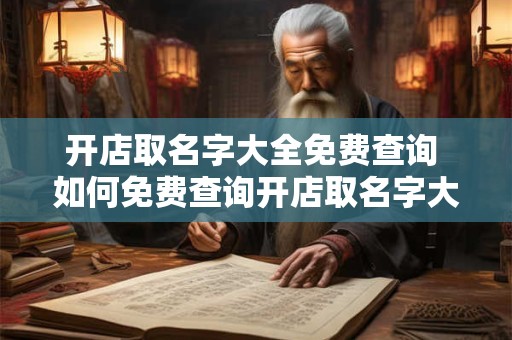 开店取名字大全免费查询 如何免费查询开店取名字大全