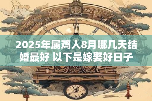 2025年属鸡人8月哪几天结婚最好 以下是嫁娶好日子