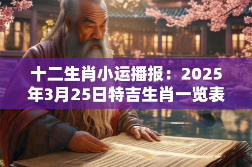 十二生肖小运播报：2025年3月25日特吉生肖一览表