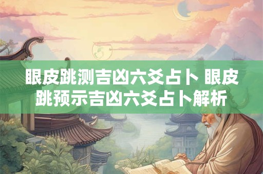 眼皮跳测吉凶六爻占卜 眼皮跳预示吉凶六爻占卜解析