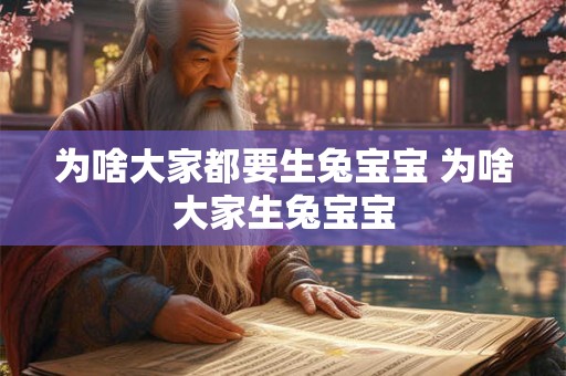 为啥大家都要生兔宝宝 为啥大家生兔宝宝 为啥大家都要生兔宝宝 为啥大家生兔宝宝