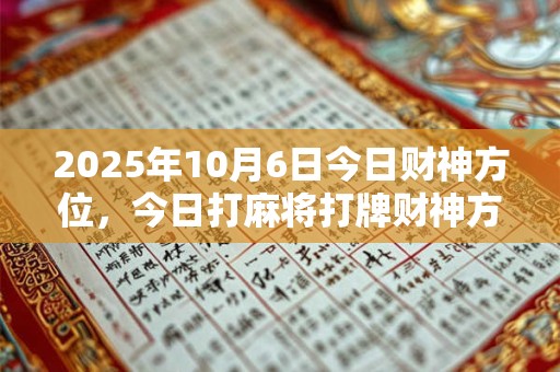 2025年10月6日今日财神方位，今日打麻将打牌财神方位