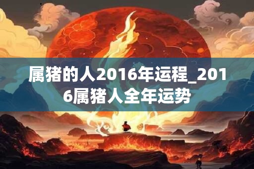 属猪的人2016年运程_2016属猪人全年运势