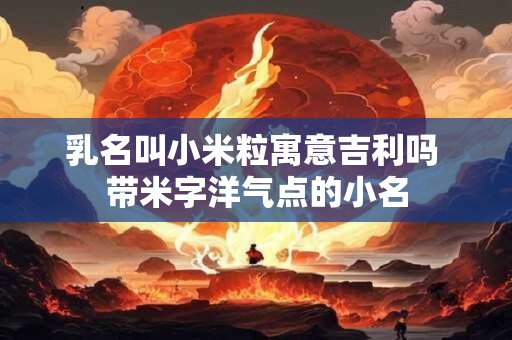 乳名叫小米粒寓意吉利吗 带米字洋气点的小名