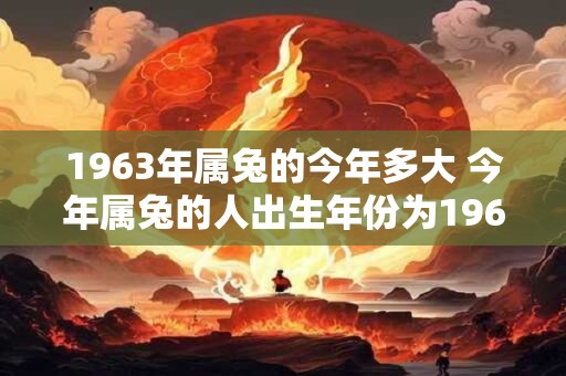 1963年属兔的今年多大 今年属兔的人出生年份为1963年年龄是多少