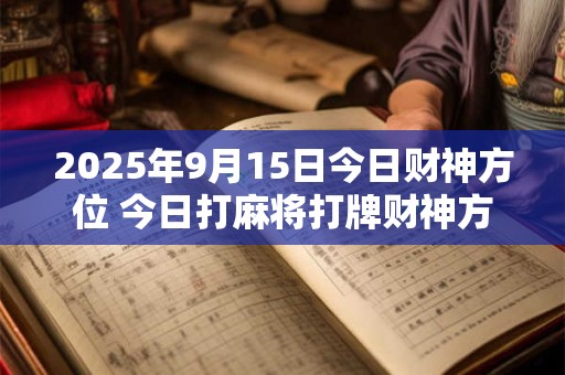 2025年9月15日今日财神方位 今日打麻将打牌财神方位