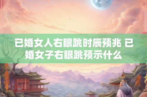 已婚女人右眼跳时辰预兆 已婚女子右眼跳预示什么