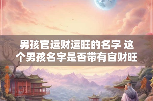 男孩官运财运旺的名字 这个男孩名字是否带有官财旺运之意