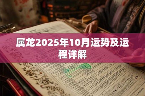 属龙2026年10月运势及运程详解