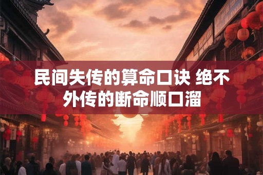 民间失传的算命口诀 绝不外传的断命顺口溜