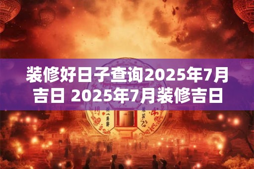 装修好日子查询2025年7月吉日 2025年7月装修吉日查询
