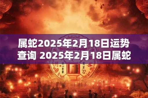 属蛇2025年2月18日运势查询 2025年2月18日属蛇人运势