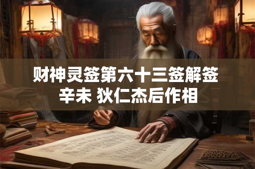 财神灵签第六十三签解签 辛未 狄仁杰后作相