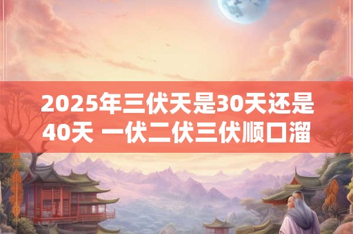 2025年三伏天是30天还是40天 一伏二伏三伏顺口溜