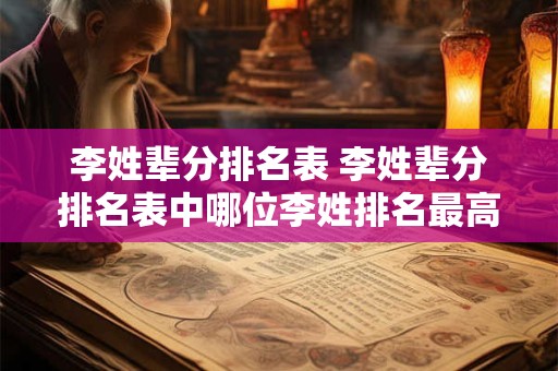 李姓辈分排名表 李姓辈分排名表中哪位李姓排名最高