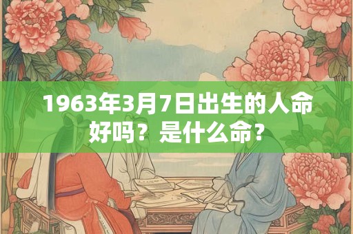 1963年3月7日出生的人命好吗?是什么命? 1963年3月7日出生的人命好吗?是什么命?
