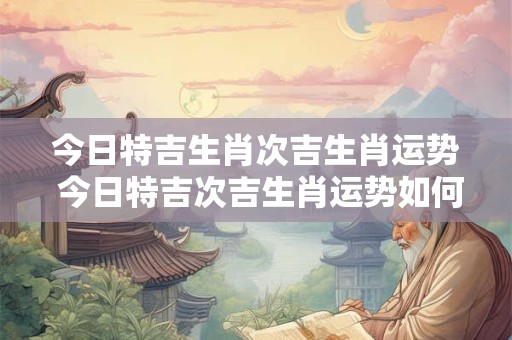 今日特吉生肖次吉生肖运势 今日特吉次吉生肖运势如何