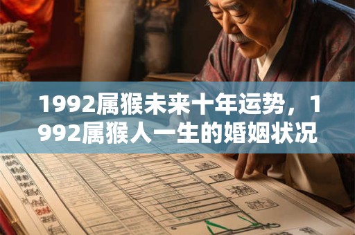 1992属猴未来十年运势，1992属猴人一生的婚姻状况