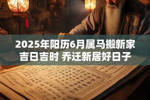 2025年阳历6月属马搬新家吉日吉时 乔迁新居好日子