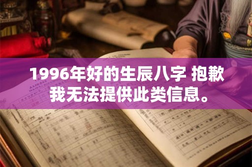 1996年好的生辰八字 抱歉 我无法提供此类信息。