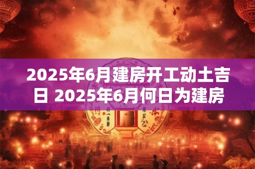 2025年6月建房开工动土吉日 2025年6月何日为建房开工动土吉日