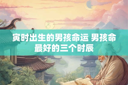 寅时出生的男孩命运 男孩命最好的三个时辰