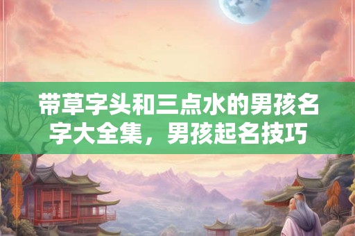 带草字头和三点水的男孩名字大全集，男孩起名技巧
