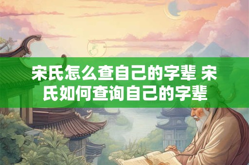 宋氏怎么查自己的字辈 宋氏如何查询自己的字辈