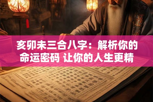 亥卯未三合八字:解析你的命运密码 让你的人生更精彩! 亥卯未三合八字:解析你的命运密码 让你的人生更精彩!