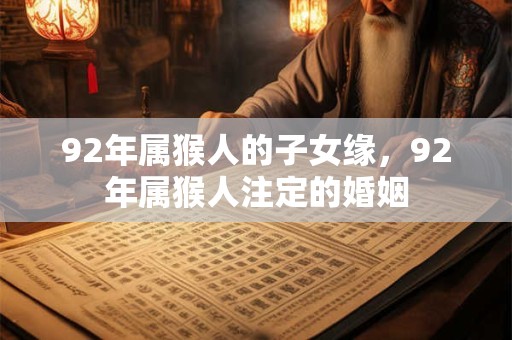 92年属猴人的子女缘，92年属猴人注定的婚姻
