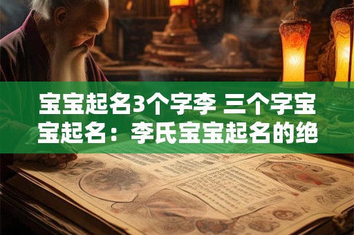 宝宝起名3个字李 三个字宝宝起名：李氏宝宝起名的绝佳选择