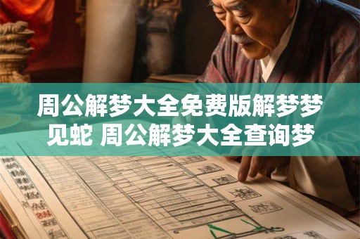 周公解梦大全免费版解梦梦见蛇 周公解梦大全查询梦见