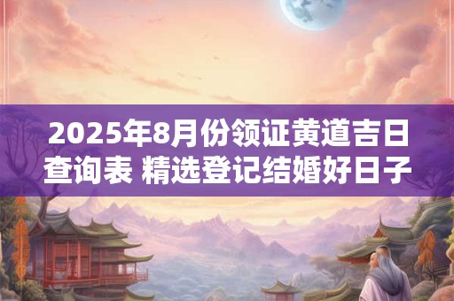 2025年8月份领证黄道吉日查询表 精选登记结婚好日子
