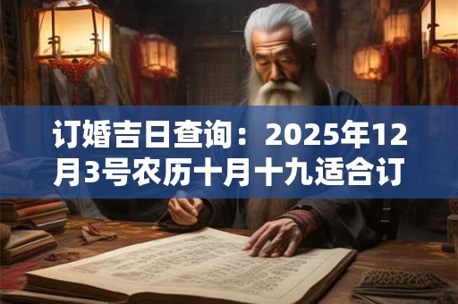 订婚吉日查询：2025年12月3号农历十月十九适合订婚吗