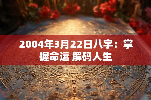 2004年3月22日八字：掌握命运 解码人生