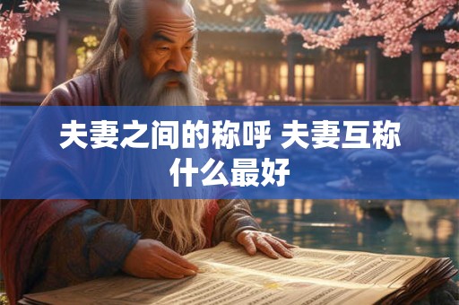 夫妻之间的称呼 夫妻互称什么最好