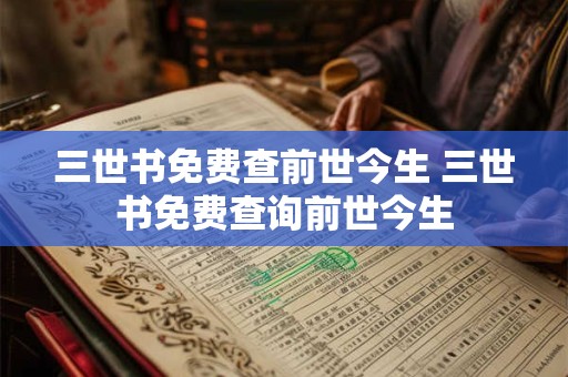三世书免费查前世今生 三世书免费查询前世今生