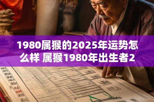1980属猴的2025年运势怎么样 属猴1980年出生者2025年运势如何