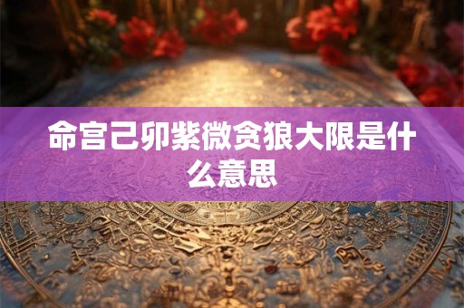 命宫己卯紫微贪狼大限是什么意思