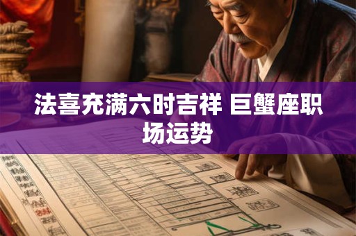 法喜充满六时吉祥 巨蟹座职场运势