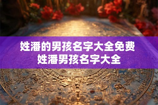 姓潘的男孩名字大全免费 姓潘男孩名字大全