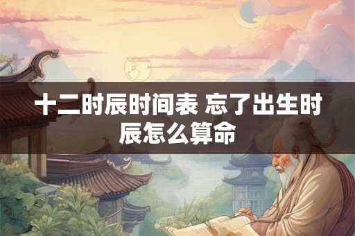 十二时辰时间表 忘了出生时辰怎么算命