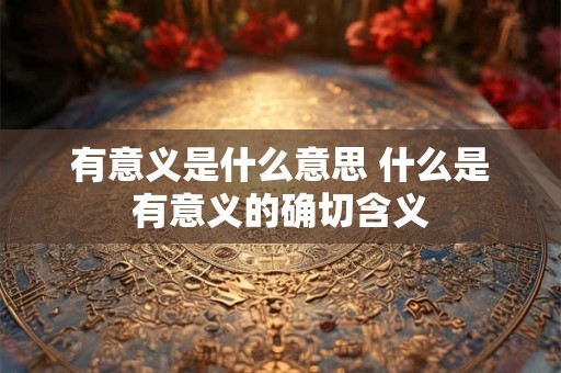 有意义是什么意思 什么是有意义的确切含义